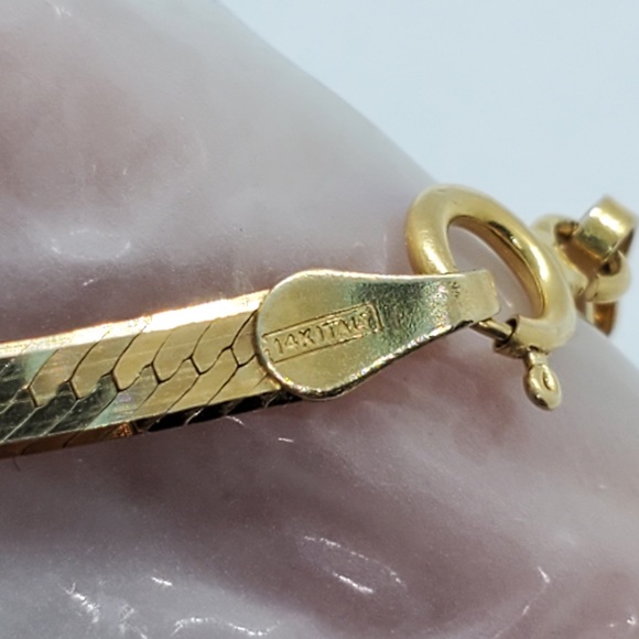 14k Solid Gold Herringbone Bracelet - Picture 6 of 12